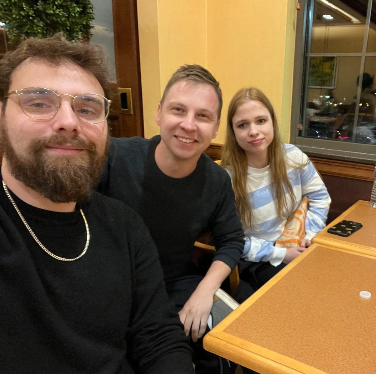 Taking some time to relax with Zachary-Victor and Nina after filming in Rochester, New York. February 2023.